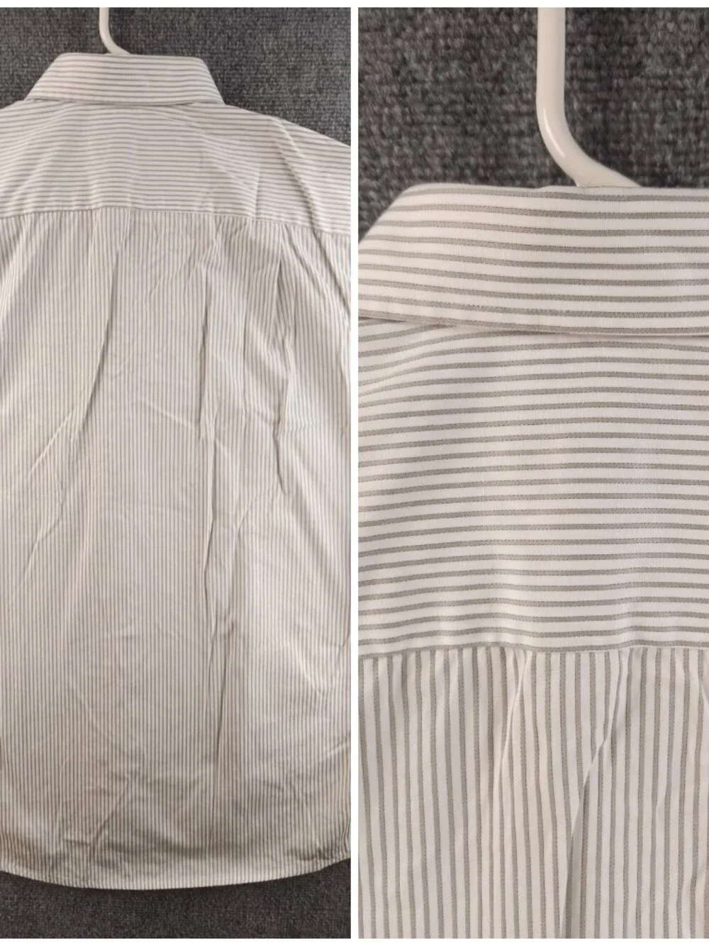 Eton Gray Cotton 17 Striped Button Up Long Sleeve Shirt Pocket Men Work Elegant
